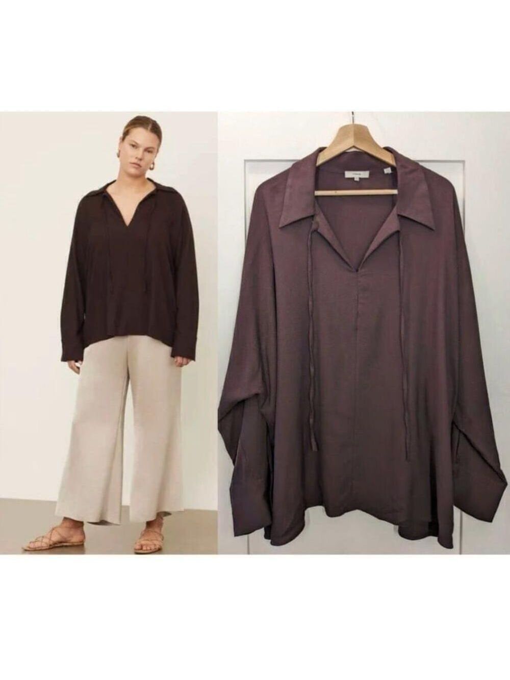 NEW Vince | Tie Neck Collar Blouse in Plum Wine